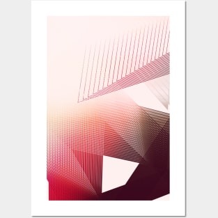Geometric triangles lineart elegant red Posters and Art
